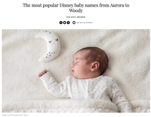 Marie Claire article on the most popular Disney baby names 
